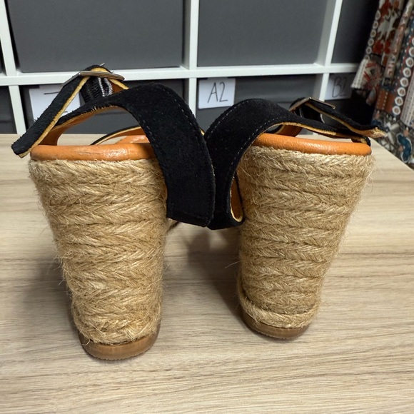 Ethan Valdes Barcelona Laguna Elegant Black Woven Wedge Heel Espadrille Sandals - Picture 4 of 7